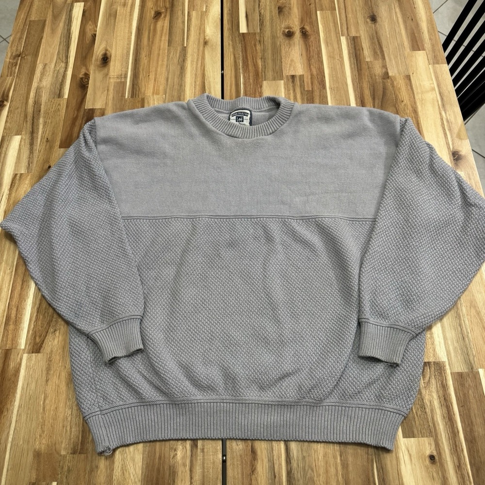 Vintage Lee Sweater Mens XL‎ Gray Casual Collection Crewneck Knit Made In USA
